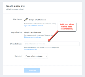 create disqus shortname | Simple URL Shortener